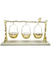 Alice Pazkus 3 Hanging Bowls On Gold Branch And Marble Base