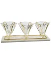 Alice Pazkus 3 Sectional Glass Relish Dish On Marble Base