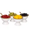 Alice Pazkus 4.5ind Set Of 4 Gold White Porcelain Dessert Cups With Spoons In White