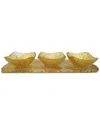 Alice Pazkus 4.75in Beveled 3 Bowl Relish Dish With Gold 18.5in Tray In Gold