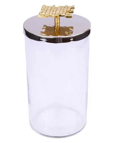 Alice Pazkus 6.25in Glass Canister With Mosaic Handle In Clear