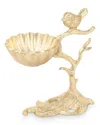 Alice Pazkus 7in Centerpiece Bowl On Branch Base With Bird In Gold