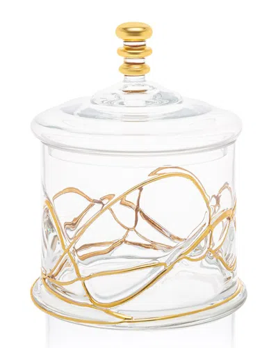 Alice Pazkus 8.75in Glass Jar And Lid In Gold