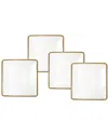 Alice Pazkus 8ind Set Of Four Gold White Porcelain Plates In White