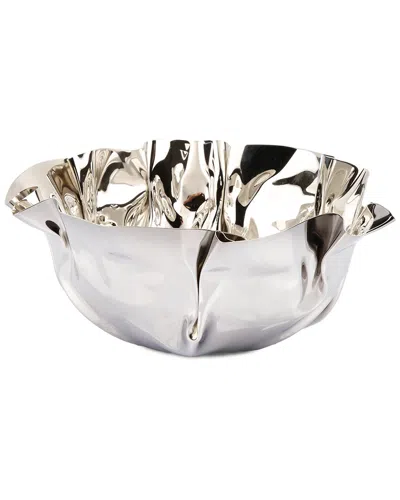 Alice Pazkus 9.5in Round Stainless Steel Wavy Design Serving Bowl In Silver