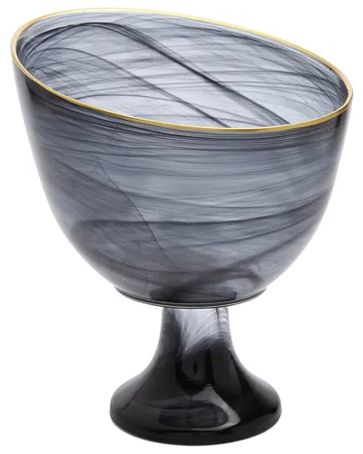 Alice Pazkus Alabaster Footed Candy Bowl With Trim In Gray