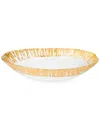 Alice Pazkus Clear Oval Shaped 11in Bowl With Gold Scalloped Design In Gold