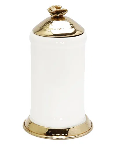 Alice Pazkus Flowered Knob Canister With Hammered Lid In White