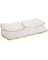 Alice Pazkus Glass 2-bowl Relish Dish With Trim In Gold