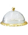 Alice Pazkus Glass Cake Dome Plate With Gold Border In Gold