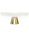 Alice Pazkus Glass Cake Plate On Stem In White