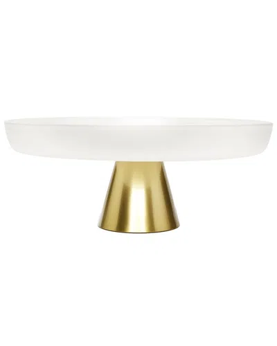 Alice Pazkus Glass Cake Plate On Stem In White