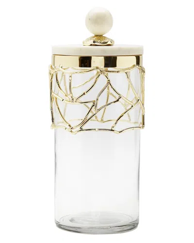 Alice Pazkus Glass Canister With Marble Lid In Gold