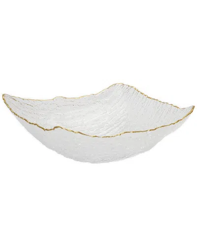 Alice Pazkus Glass Square Salad Bowl With Trim In White