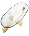 Alice Pazkus Glass Oval Bowl On Block Base In Gold