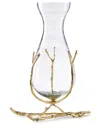 Alice Pazkus Glass Vase With Gold Twig Base In Gold