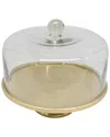 Alice Pazkus Hammered Cake Plate With Glass Dome In Gold