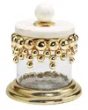 Alice Pazkus Hammered Glass Canister With Marble Lid In Gold