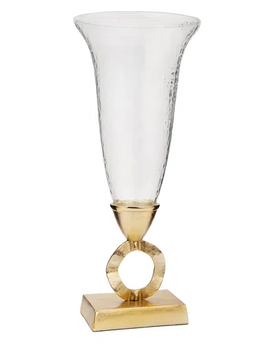 Alice Pazkus Hammered Glass Vase With Gold Brass Loop Stem