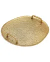 Alice Pazkus Hammered Round Tray With Handles In Gold