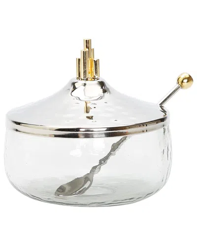 Alice Pazkus Honey Dish With Stainless Steel Lid & Symmetric Design In Transparent