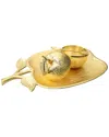 Alice Pazkus Large Apple Shaped Dish With Removable Honey Jar In Gold