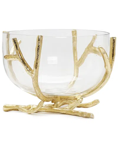 Alice Pazkus Large Gold Twig Base With Removable Glass Bowl
