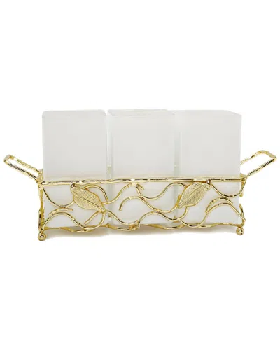 Alice Pazkus Leaf Cutlery Holder In Gold