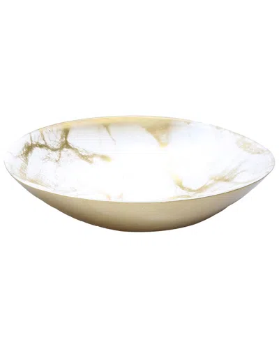 Alice Pazkus Marbleized Oval Bowl In White