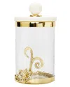 Alice Pazkus Medium Glass Canister With Gold Design And Marble Lid In Gold