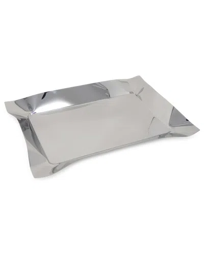 Alice Pazkus Oblong Stainless Steel Tray In Silver