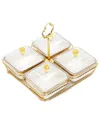 Alice Pazkus Porcelain 4 Bowl Relish Dish On Base In Gold