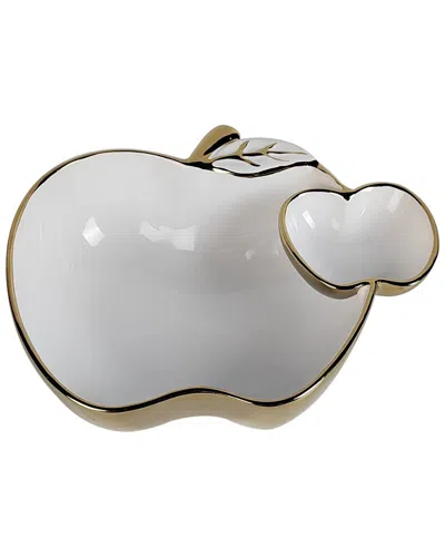 Alice Pazkus Porcelain Edged Apple Dish In White