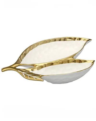 Alice Pazkus Porcelain Leaf Relish Dish With Rim In White