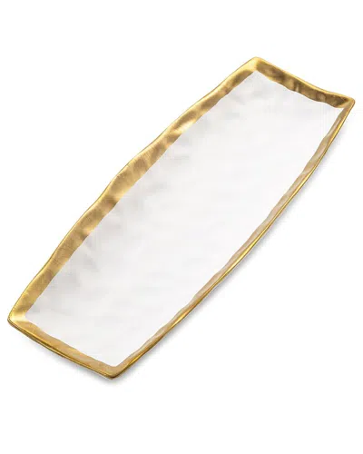 Alice Pazkus Porcelain Oblong Tray With Rim In Gold