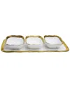 Alice Pazkus Porcelain Relish Dish With 3 Square Bowls With Trim In White