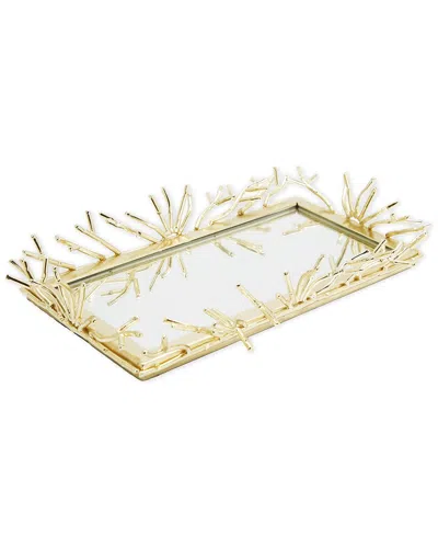 Alice Pazkus Rectangular Decorative Mirror Tray In Gold