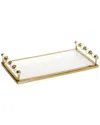 Alice Pazkus Rectangular Tray With Beaded Handles In White