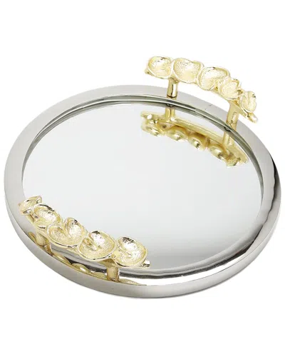 Alice Pazkus Round Mirror Tray In Gold