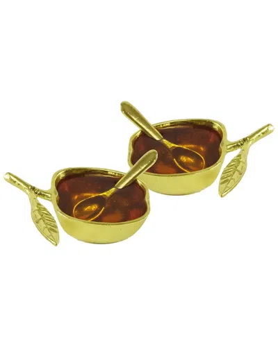 Alice Pazkus Set Of 2 Salt/honey Dishes In Gold