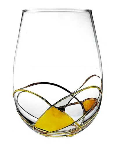 Alice Pazkus Set Of 2 Tumblers With Gold Shade Colored Mosaic Design In Transparent