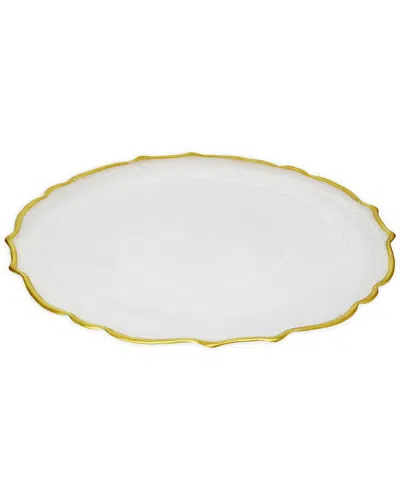 Alice Pazkus Set Of 4 Opaque White Chargers In Gold