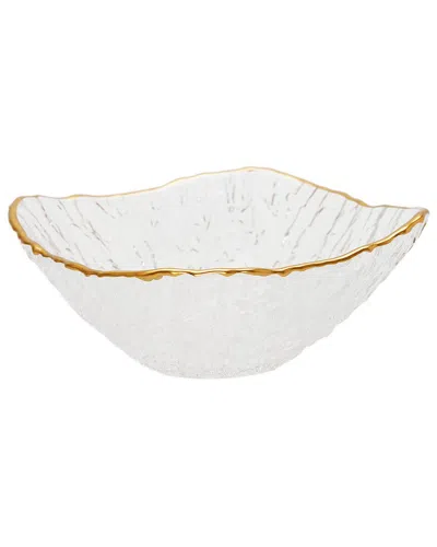 Alice Pazkus Set Of 4 Glass Square Dessert Bowl With Trim In White
