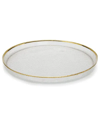 Alice Pazkus Set Of 4 Pebbled Glass Salad Plates In Gold