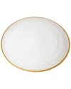 Alice Pazkus Set Of 4 White Alabaster Chargers In Gold