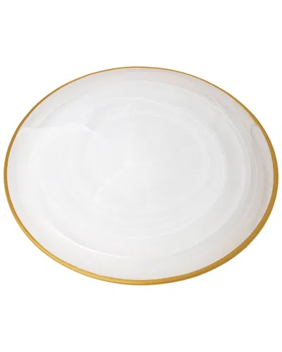 Alice Pazkus Set Of 4 White Alabaster Chargers In Gold