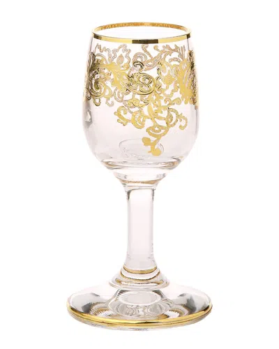 Alice Pazkus Set Of 6 Liqueur Glasses- 24k Rich Gold Design In Clear