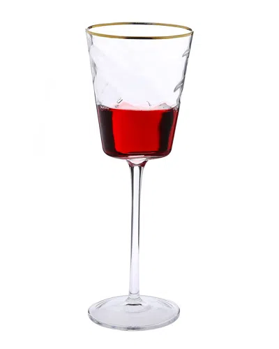 Alice Pazkus Set Of 6 Pebble Glass Wine Glasses In Gold