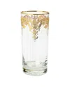 Alice Pazkus Set Of 6 Tumblers-rich 24k Gold Artwork In Clear