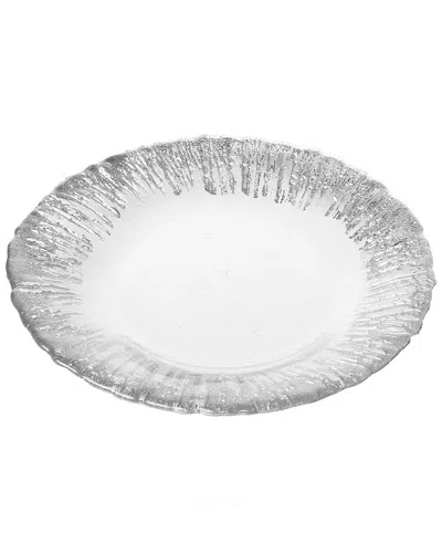 ALICE PAZKUS ALICE PAZKUS SET OF FOUR 11IN DINNER PLATES WITH FLASHY SILVER DESIGN